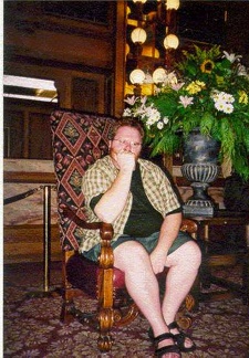 JM in fancy chair