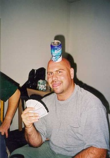 SP beer on head