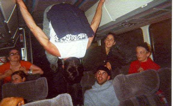 Steve hanging bus