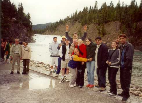 Group photo by river