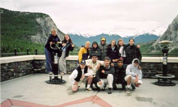 group in front of mtns